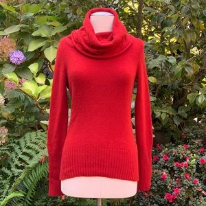 NWOT Banana Republic Red Cashmere Cabled Cowl Neck Sweater Sz S